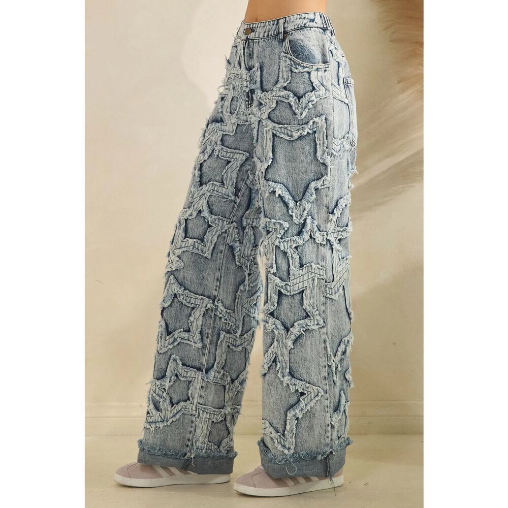 Oli & Hali "Star Party" Applique Celestial Straight Leg Star Elastic Jeans NEW - Picture 4 of 5